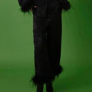 Nocturne Feathered Pants Size XS Black Holiday Party New Year’s Eve Designer Lux